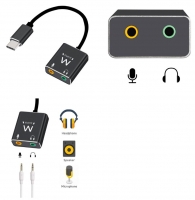 Adaptador Audio Ewent EC1645 USB Type C para 2xJack 3.5mm Fêmea