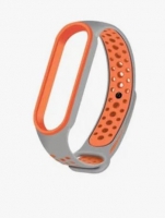 Bracelete Xiaomi Mi band 3, Mi band 4 Silicone Cinza/Laranja